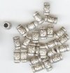 25 9x5mm Antique Silver Sun Pattern Metal Tube Beads